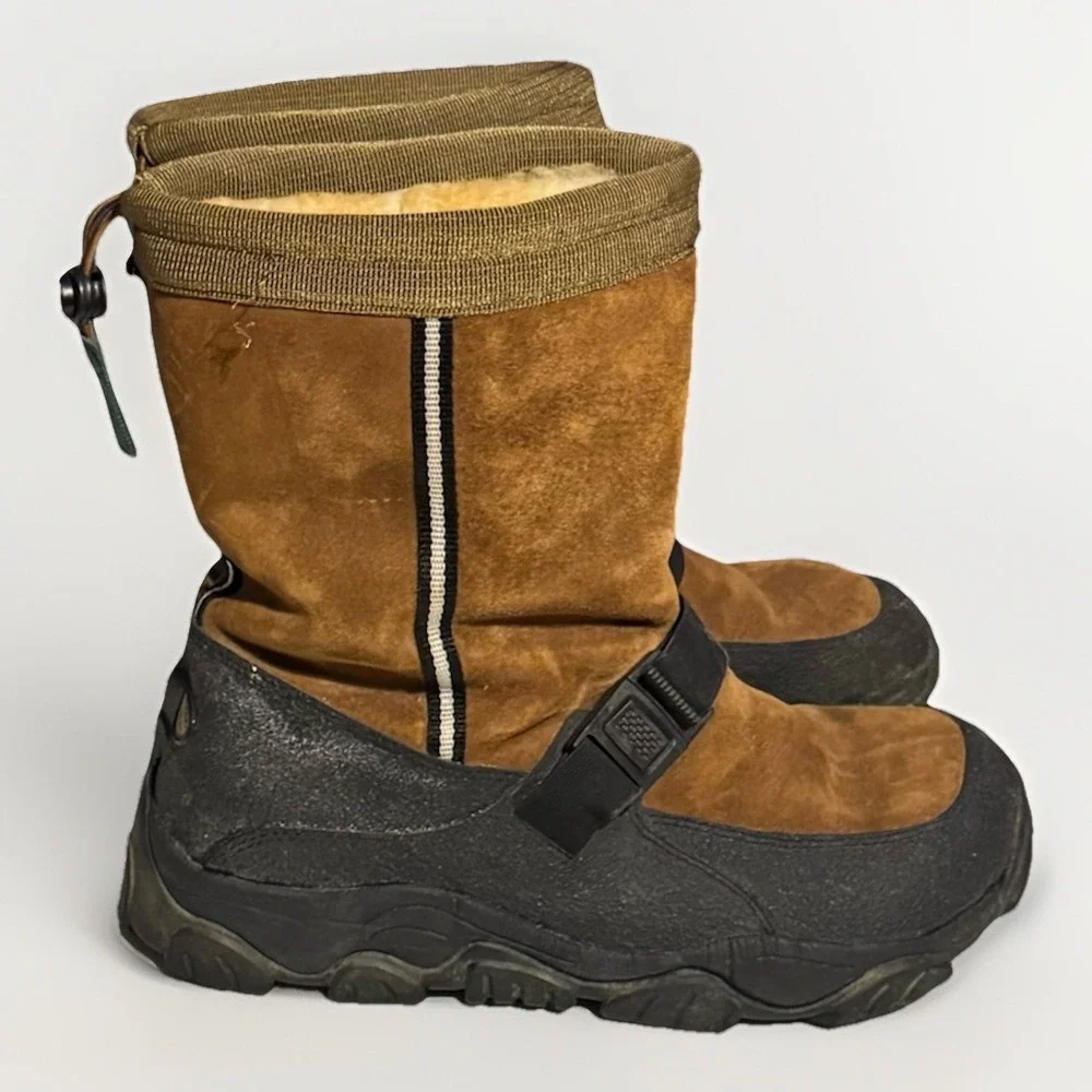 Cabelas Alaskan Guide Brown Shearling Winter Snow Boots Suede Men's 11 Excellent